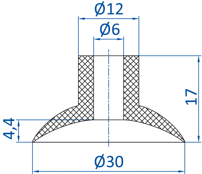 Размеры плоской вакуумной присоски FIPA серии SFU-D 112.030.052